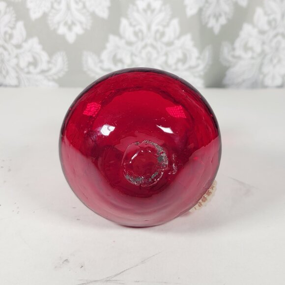 Vintage Cranberry Crackle Glass Miniature Pitcher/Creamer- Applied Handle 3.5” - Picture 6 of 8